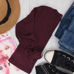 Brandy Melville • Burgundy Knit Crop Top